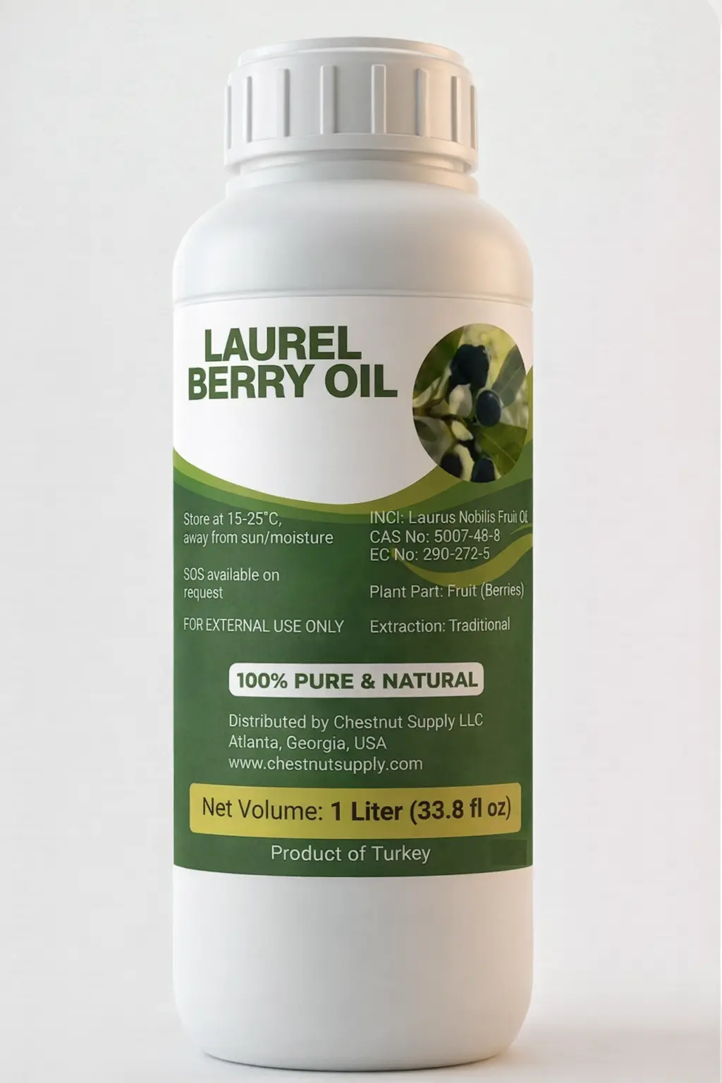 Laurel berry oil - Laurus Nobilis Fruit Oil, Hatay Turkey, traditional water-extraction